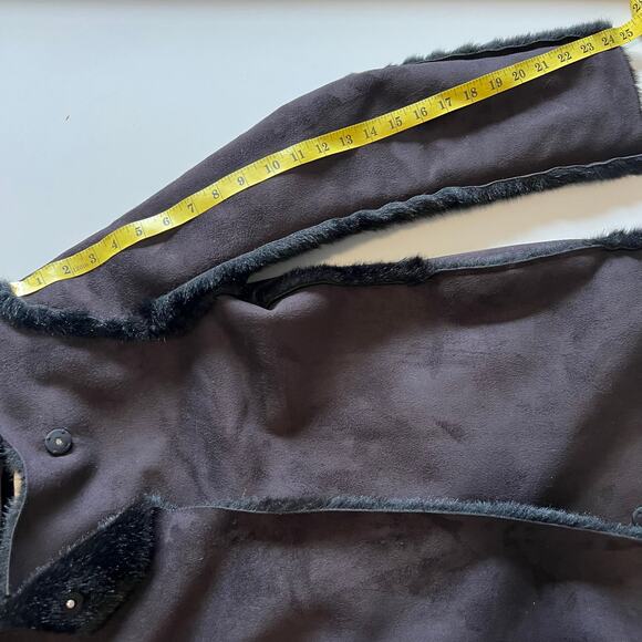 H&M Black Faux Suede & Faux Fur Coat (Size 2 ) - Picture 10 of 12